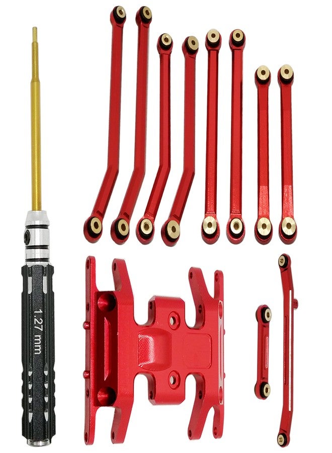 HOPLEX Aluminum High Clearance Chassis Links and Steering Links Set 1.27mm RC Screwdriver for 1/24 Axial SCX24 Bronco AXI00006 C10 AXI00001 Upgrade Parts(Red) - Image 1